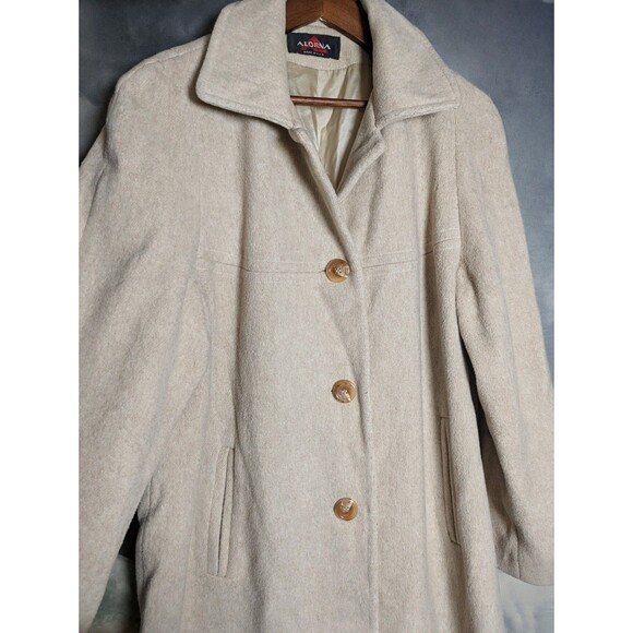 Vintage Long Wool Coat Womens L Tan Beige 90s Distressed Grunge Punk USA Made - Picture 2 of 11